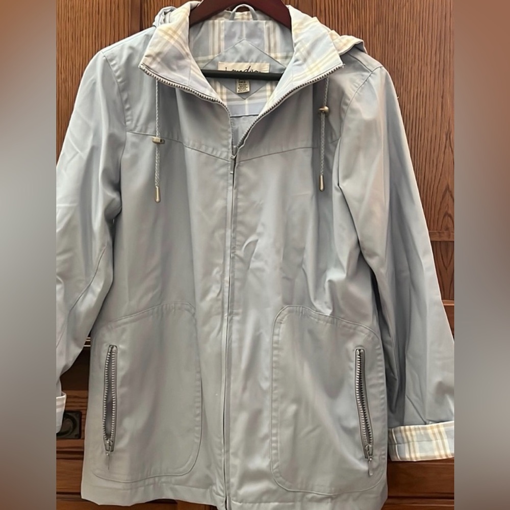 1 Madison Anorak Style Water Resistant Utility Hooded Rain Jacket Plaid VTG 90s